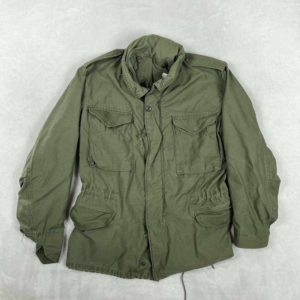 Vintage US Army M65 Jacket Mens Medium Green Field Coat Hooded 80s Winfield